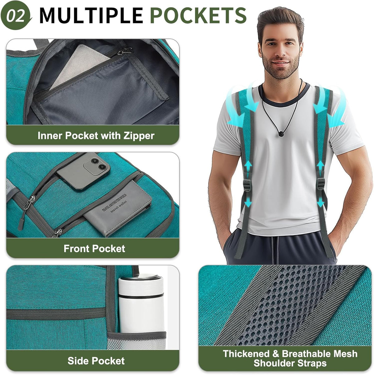 20L Lightweight Hiking Daypack, Foldable Travel Packable Backpack for Men Women for Cycling Camping Outdoor (Leaf Print)