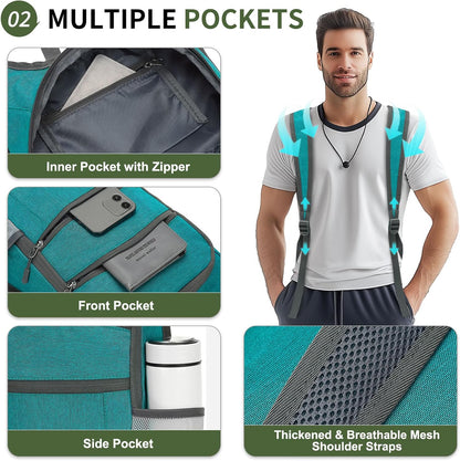 20L Lightweight Hiking Daypack, Foldable Travel Packable Backpack for Men Women for Cycling Camping Outdoor (Leaf Print)