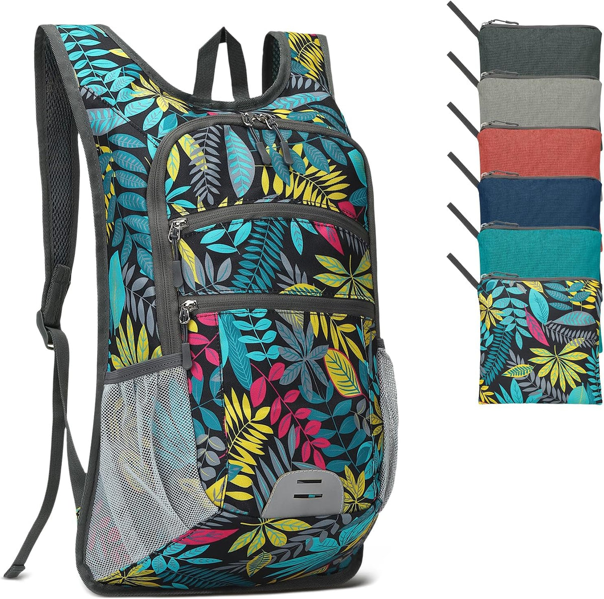 20L Lightweight Hiking Daypack, Foldable Travel Packable Backpack for Men Women for Cycling Camping Outdoor (Leaf Print)