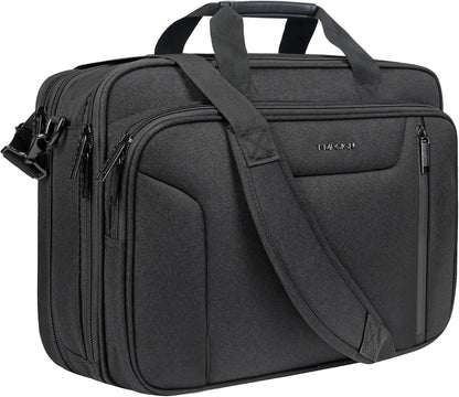 Laptop Bag Briefcase, 17.3 Inch Computer Bag Expandable Laptop Case for Men, Water Repellent Shoulder Messenger Bag for Work Business Travel Office-Black
