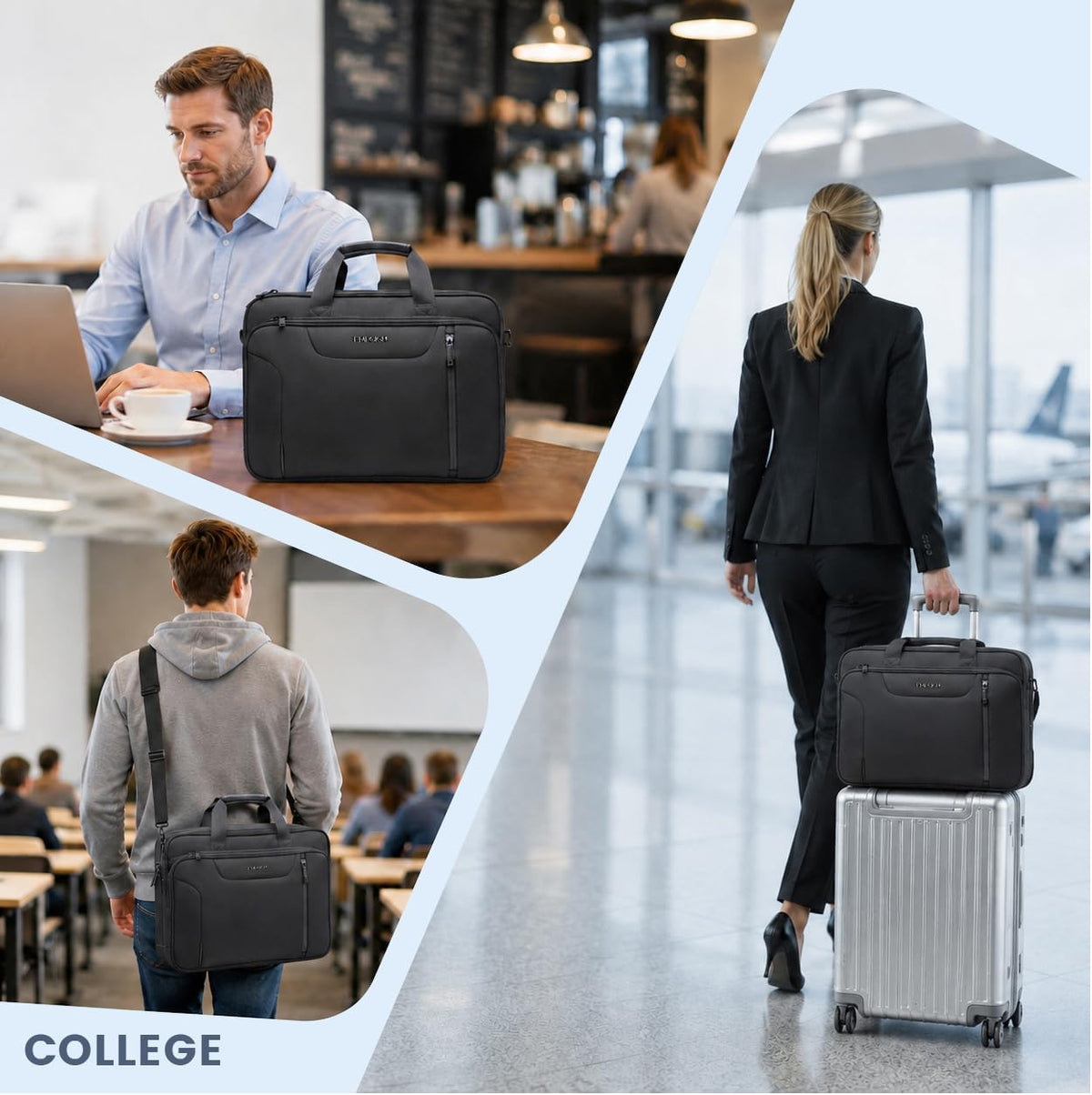 Laptop Bag Briefcase, 17.3 Inch Computer Bag Expandable Laptop Case for Men, Water Repellent Shoulder Messenger Bag for Work Business Travel Office-Black