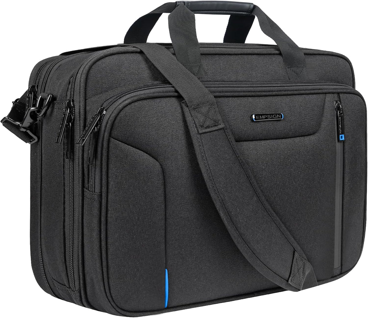 Laptop Bag Briefcase, 17.3 Inch Computer Bag Expandable Laptop Case for Men, Water Repellent Shoulder Messenger Bag for Work Business Travel Office-Black