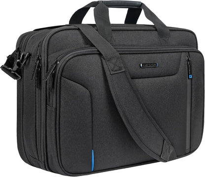 Laptop Bag Briefcase, 17.3 Inch Computer Bag Expandable Laptop Case for Men, Water Repellent Shoulder Messenger Bag for Work Business Travel Office-Black