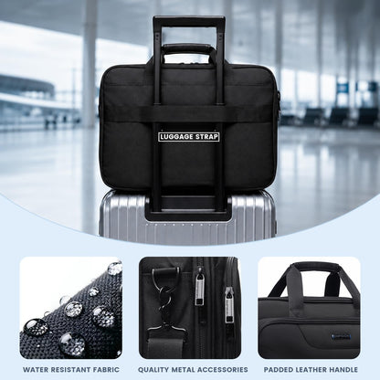 Laptop Bag Briefcase, 17.3 Inch Computer Bag Expandable Laptop Case for Men, Water Repellent Shoulder Messenger Bag for Work Business Travel Office-Black