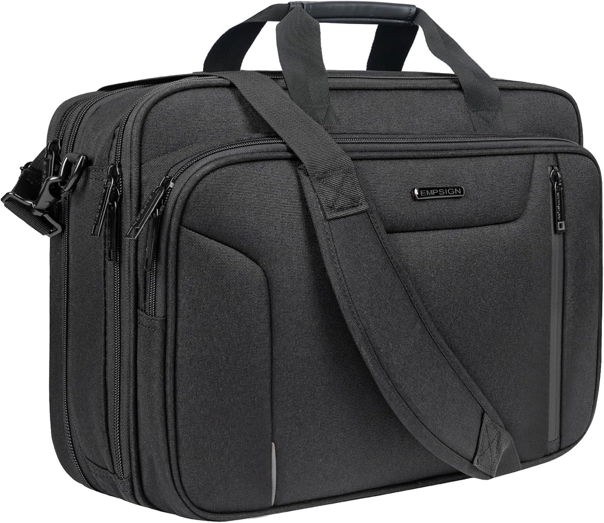 Laptop Bag Briefcase, 17.3 Inch Computer Bag Expandable Laptop Case for Men, Water Repellent Shoulder Messenger Bag for Work Business Travel Office-Black