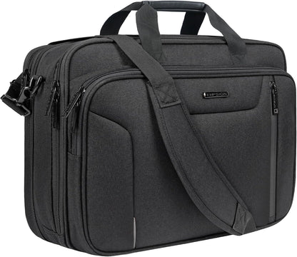 Laptop Bag Briefcase, 17.3 Inch Computer Bag Expandable Laptop Case for Men, Water Repellent Shoulder Messenger Bag for Work Business Travel Office-Black