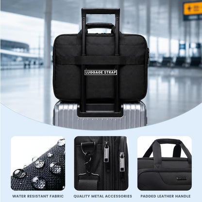 Laptop Bag Briefcase, 17.3 Inch Computer Bag Expandable Laptop Case for Men, Water Repellent Shoulder Messenger Bag for Work Business Travel Office-Black