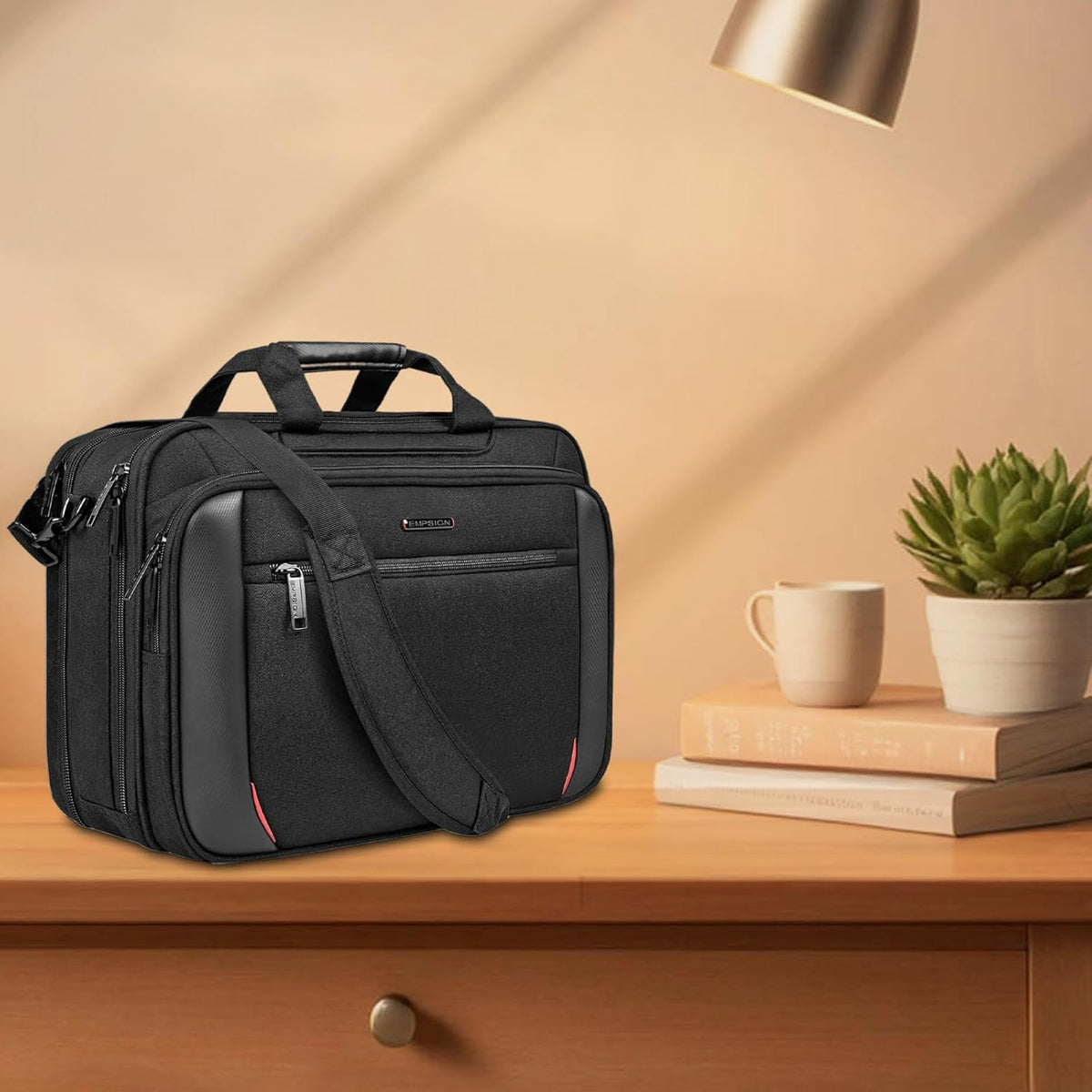 Laptop Bag Briefcase, 17.3 Inch Computer Bag Expandable Laptop Case for Men, Water Repellent Shoulder Messenger Bag for Work Business Travel Office-Black
