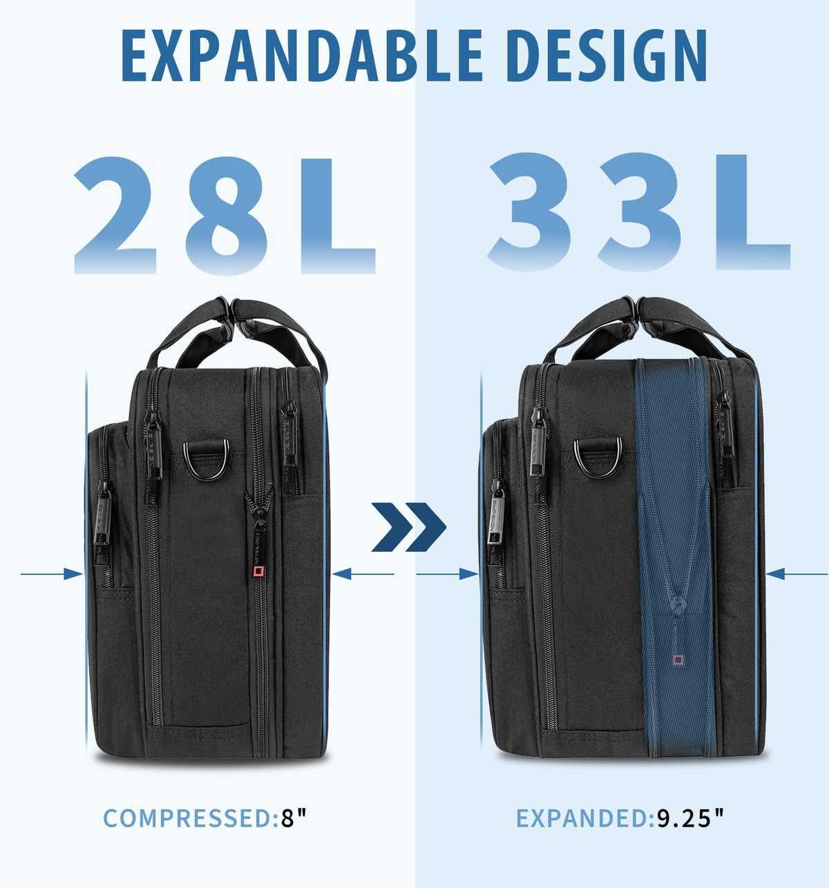 Laptop Bag Briefcase, 17.3 Inch Computer Bag Expandable Laptop Case for Men, Water Repellent Shoulder Messenger Bag for Work Business Travel Office-Black