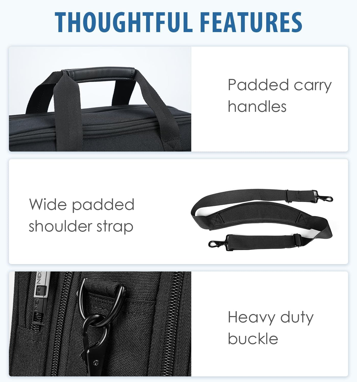 Laptop Bag Briefcase, 17.3 Inch Computer Bag Expandable Laptop Case for Men, Water Repellent Shoulder Messenger Bag for Work Business Travel Office-Black