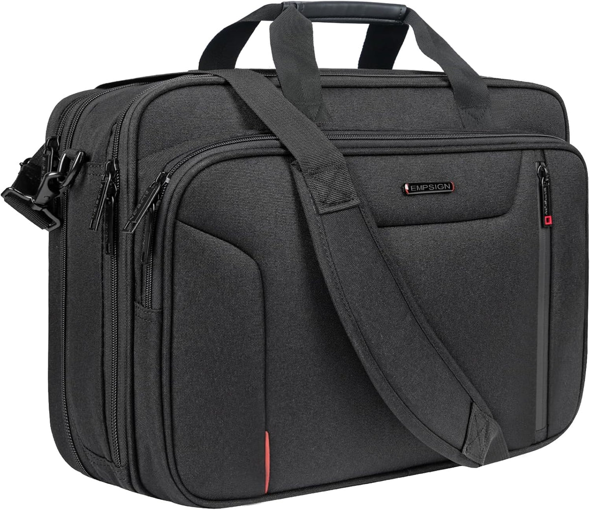 Laptop Bag Briefcase, 17.3 Inch Computer Bag Expandable Laptop Case for Men, Water Repellent Shoulder Messenger Bag for Work Business Travel Office-Black