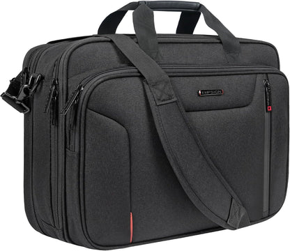 Laptop Bag Briefcase, 17.3 Inch Computer Bag Expandable Laptop Case for Men, Water Repellent Shoulder Messenger Bag for Work Business Travel Office-Black
