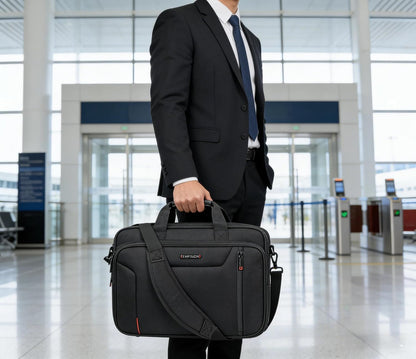 Laptop Bag Briefcase, 17.3 Inch Computer Bag Expandable Laptop Case for Men, Water Repellent Shoulder Messenger Bag for Work Business Travel Office-Black