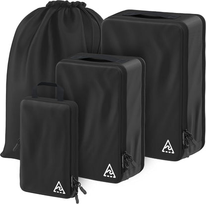 Compression Packing Bags Cubes Set with HybridMax Double-Capacity Design - Packing Cubes for Travel Compression to Maximize Limited Luggage Space, White
