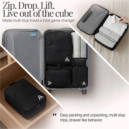 Compression Packing Bags Cubes Set with HybridMax Double-Capacity Design - Packing Cubes for Travel Compression to Maximize Limited Luggage Space, White