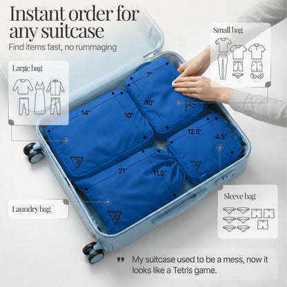 Compression Packing Bags Cubes Set with HybridMax Double-Capacity Design - Packing Cubes for Travel Compression to Maximize Limited Luggage Space, White