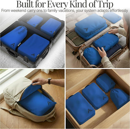 Compression Packing Bags Cubes Set with HybridMax Double-Capacity Design - Packing Cubes for Travel Compression to Maximize Limited Luggage Space, White