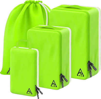 Compression Packing Bags Cubes Set with HybridMax Double-Capacity Design - Packing Cubes for Travel Compression to Maximize Limited Luggage Space, White
