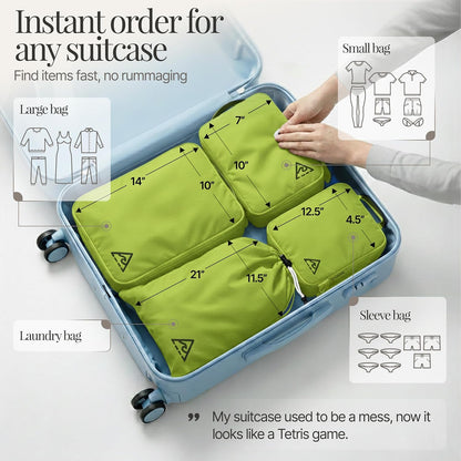 Compression Packing Bags Cubes Set with HybridMax Double-Capacity Design - Packing Cubes for Travel Compression to Maximize Limited Luggage Space, White