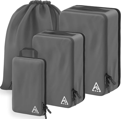 Compression Packing Bags Cubes Set with HybridMax Double-Capacity Design - Packing Cubes for Travel Compression to Maximize Limited Luggage Space, White
