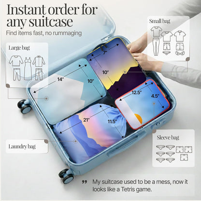 Compression Packing Bags Cubes Set with HybridMax Double-Capacity Design - Packing Cubes for Travel Compression to Maximize Limited Luggage Space, White