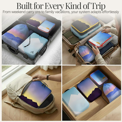 Compression Packing Bags Cubes Set with HybridMax Double-Capacity Design - Packing Cubes for Travel Compression to Maximize Limited Luggage Space, White
