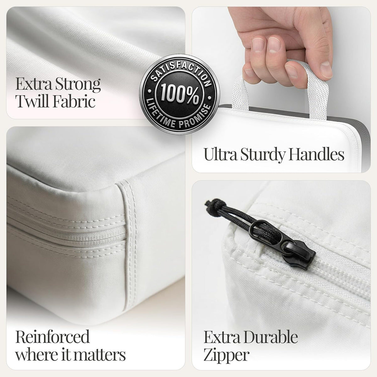 Compression Packing Bags Cubes Set with HybridMax Double-Capacity Design - Packing Cubes for Travel Compression to Maximize Limited Luggage Space, White