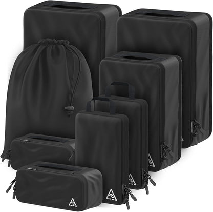 Compression Packing Bags Cubes Set with HybridMax Double-Capacity Design - Packing Cubes for Travel Compression to Maximize Limited Luggage Space, White