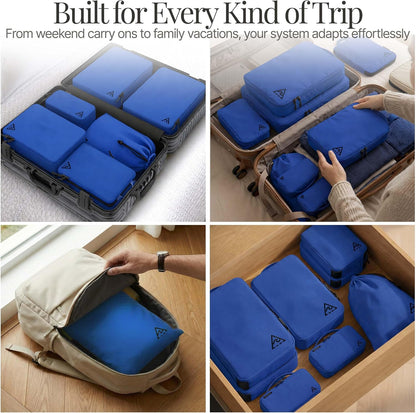 Compression Packing Bags Cubes Set with HybridMax Double-Capacity Design - Packing Cubes for Travel Compression to Maximize Limited Luggage Space, White