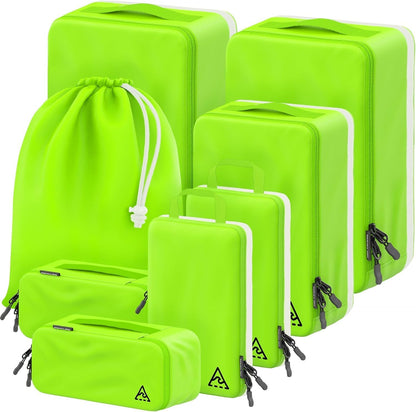 Compression Packing Bags Cubes Set with HybridMax Double-Capacity Design - Packing Cubes for Travel Compression to Maximize Limited Luggage Space, White