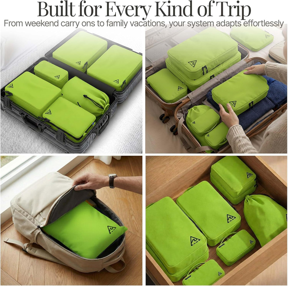 Compression Packing Bags Cubes Set with HybridMax Double-Capacity Design - Packing Cubes for Travel Compression to Maximize Limited Luggage Space, White