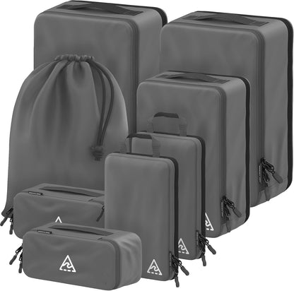 Compression Packing Bags Cubes Set with HybridMax Double-Capacity Design - Packing Cubes for Travel Compression to Maximize Limited Luggage Space, White