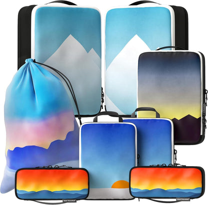 Compression Packing Bags Cubes Set with HybridMax Double-Capacity Design - Packing Cubes for Travel Compression to Maximize Limited Luggage Space, White