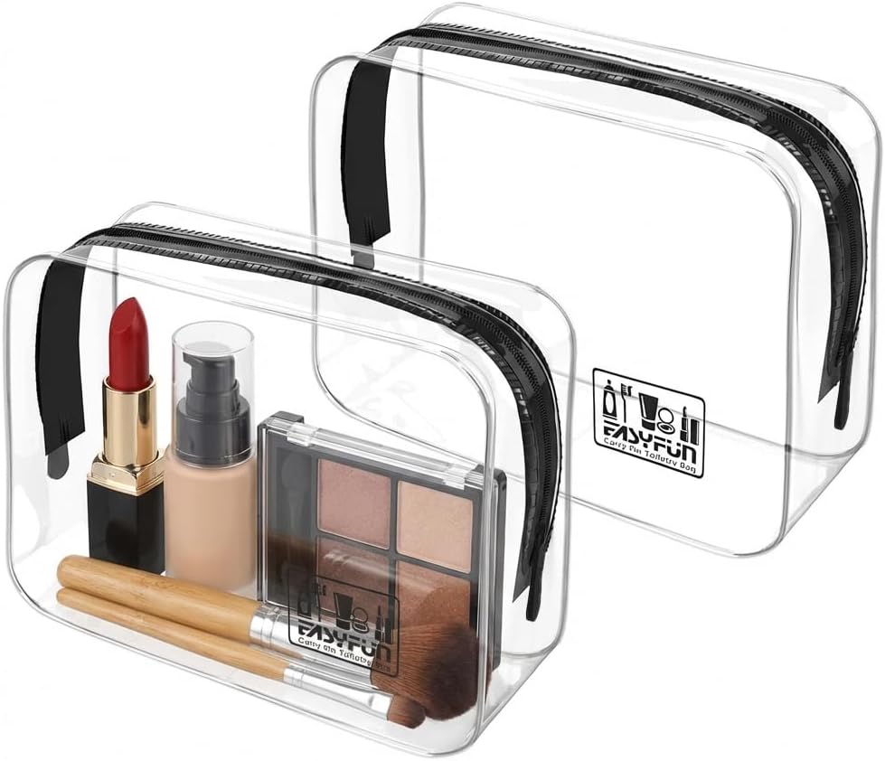 Toiletry Bag 2pcs TSA Approved Travel Clear Toiletry Bag for Men and Women Travel Accessories Quart Size Toiletries Cosmetic Pouch Makeup Bags