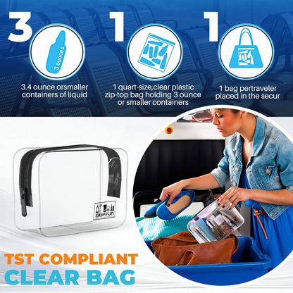 Toiletry Bag 2pcs TSA Approved Travel Clear Toiletry Bag for Men and Women Travel Accessories Quart Size Toiletries Cosmetic Pouch Makeup Bags