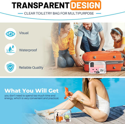 Toiletry Bag 2pcs TSA Approved Travel Clear Toiletry Bag for Men and Women Travel Accessories Quart Size Toiletries Cosmetic Pouch Makeup Bags