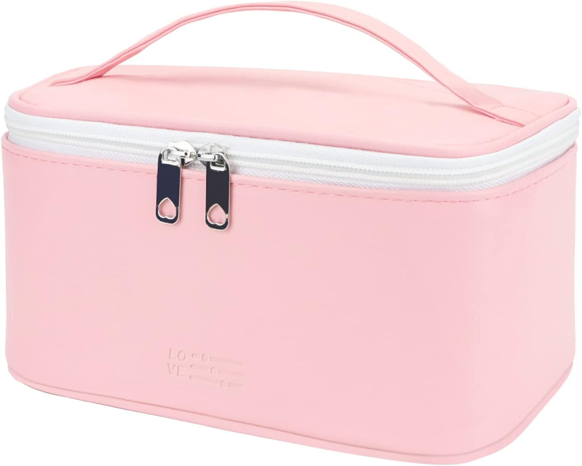 Makeup Bag Organizer Travel Toiletry Bag for Women, Water-resistant Cosmetic Bag for Girls, Travel Make Up Bag for Accessories Cosmetics Toiletries (Blue-Pink Gradient)