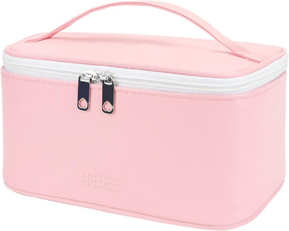 Makeup Bag Organizer Travel Toiletry Bag for Women, Water-resistant Cosmetic Bag for Girls, Travel Make Up Bag for Accessories Cosmetics Toiletries (Blue-Pink Gradient)