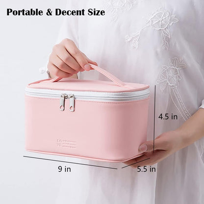 Makeup Bag Organizer Travel Toiletry Bag for Women, Water-resistant Cosmetic Bag for Girls, Travel Make Up Bag for Accessories Cosmetics Toiletries (Blue-Pink Gradient)