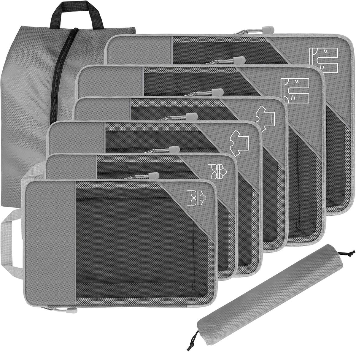 8 Set Compression Packing Cubes for Travel, Expandable Luggage Organizer with Shoe Bag & Laundry Bag - Lightweight Suitcase & Backpack Travel Essentials (Green)