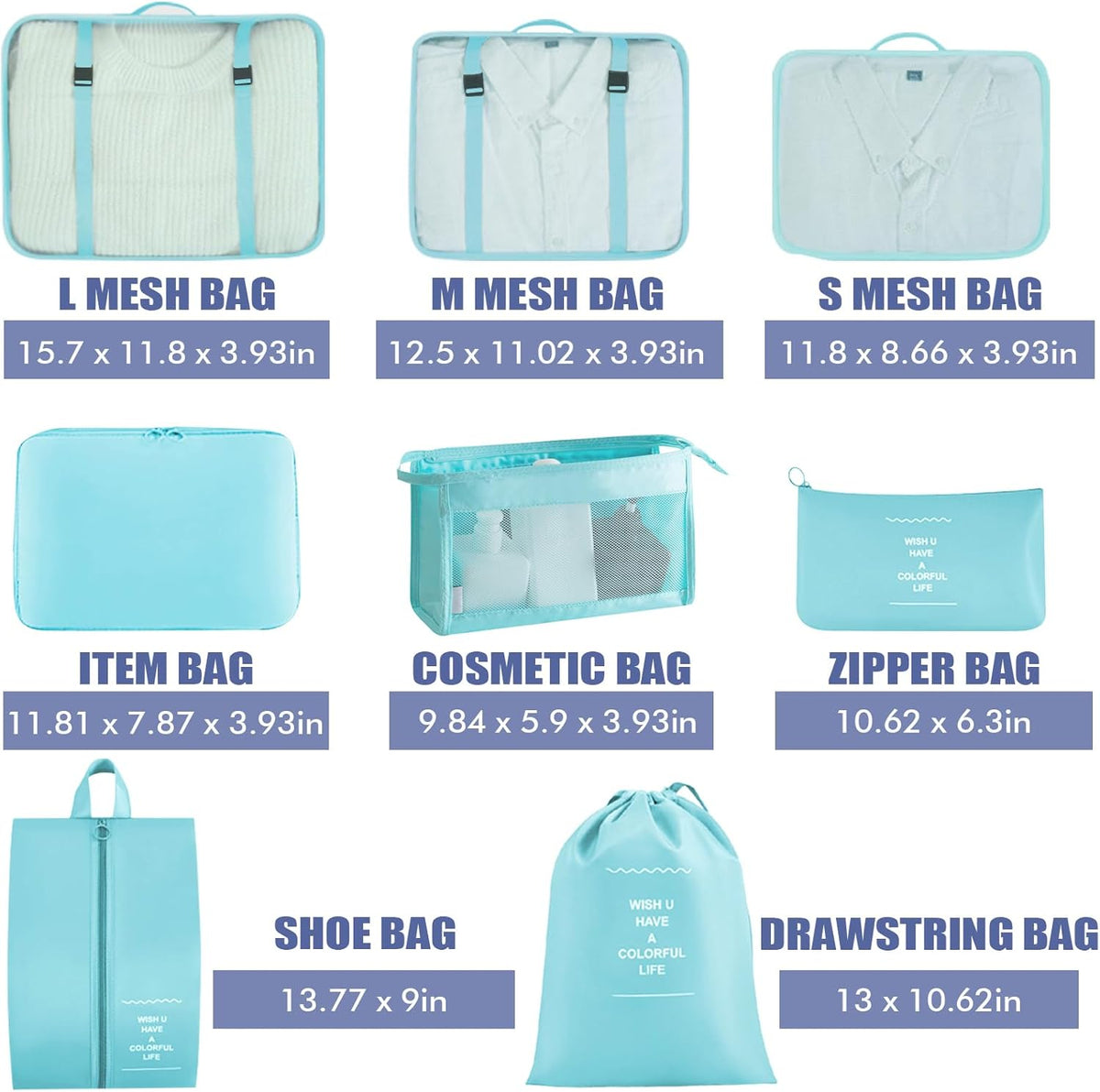 Packing Cubes 8 Set Travel Essentials for Carry on Luggage Organizers Bag Packing Cubes for Suitcases Travel Accessories (Macaron Green)
