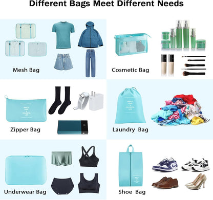 Packing Cubes 8 Set Travel Essentials for Carry on Luggage Organizers Bag Packing Cubes for Suitcases Travel Accessories (Macaron Green)