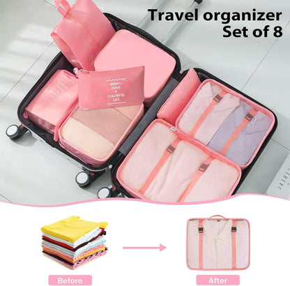 Packing Cubes 8 Set Travel Essentials for Carry on Luggage Organizers Bag Packing Cubes for Suitcases Travel Accessories (Macaron Green)