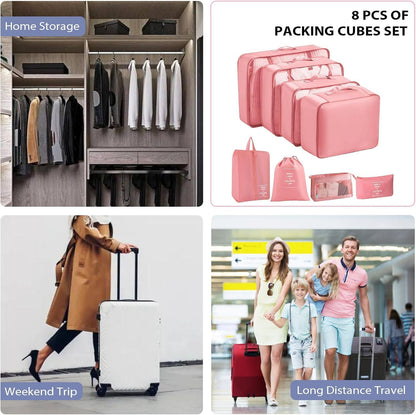 Packing Cubes 8 Set Travel Essentials for Carry on Luggage Organizers Bag Packing Cubes for Suitcases Travel Accessories (Macaron Green)
