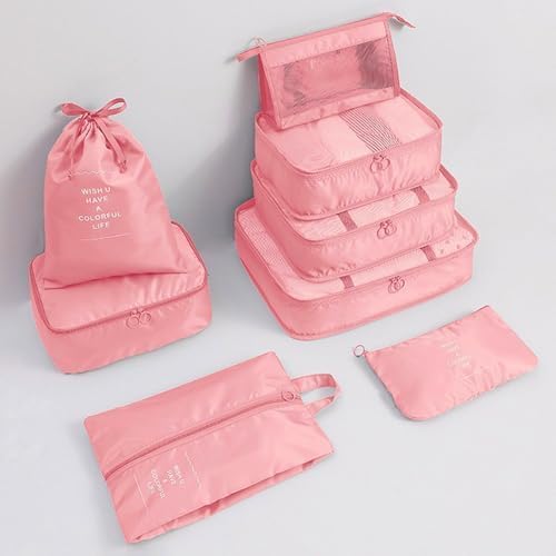 Packing Cubes 8 Set Travel Essentials for Carry on Luggage Organizers Bag Packing Cubes for Suitcases Travel Accessories (Macaron Green)