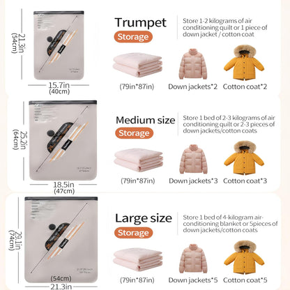 5 Pcs S Vacuum Travel Storage Bag Set with Manual Air Pump for Travel and Home Vacuum Compression Packaging Sealed Clothes, Blankets, Seasonal Storage