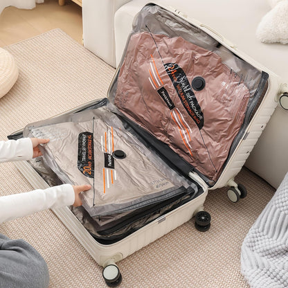 5 Pcs S Vacuum Travel Storage Bag Set with Manual Air Pump for Travel and Home Vacuum Compression Packaging Sealed Clothes, Blankets, Seasonal Storage
