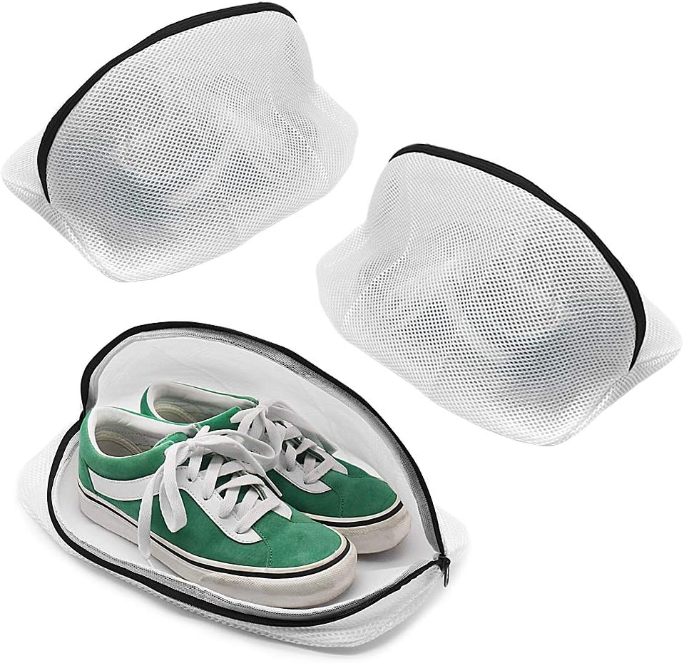 Shoe Washing Machine Bags, 3PCS Mesh Laundry Bags for Shoes, Sneakers, Trainers, Tennis Shoes, Slippers, Fit up to Men’s Size 12