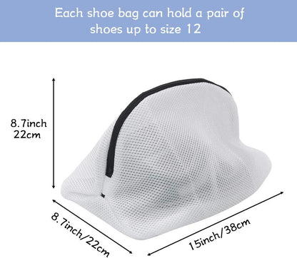 Shoe Washing Machine Bags, 3PCS Mesh Laundry Bags for Shoes, Sneakers, Trainers, Tennis Shoes, Slippers, Fit up to Men’s Size 12