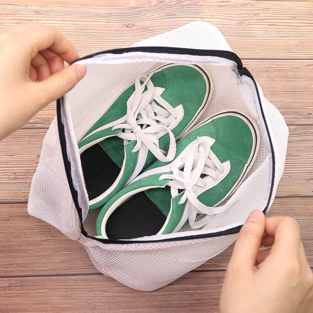 Shoe Washing Machine Bags, 3PCS Mesh Laundry Bags for Shoes, Sneakers, Trainers, Tennis Shoes, Slippers, Fit up to Men’s Size 12